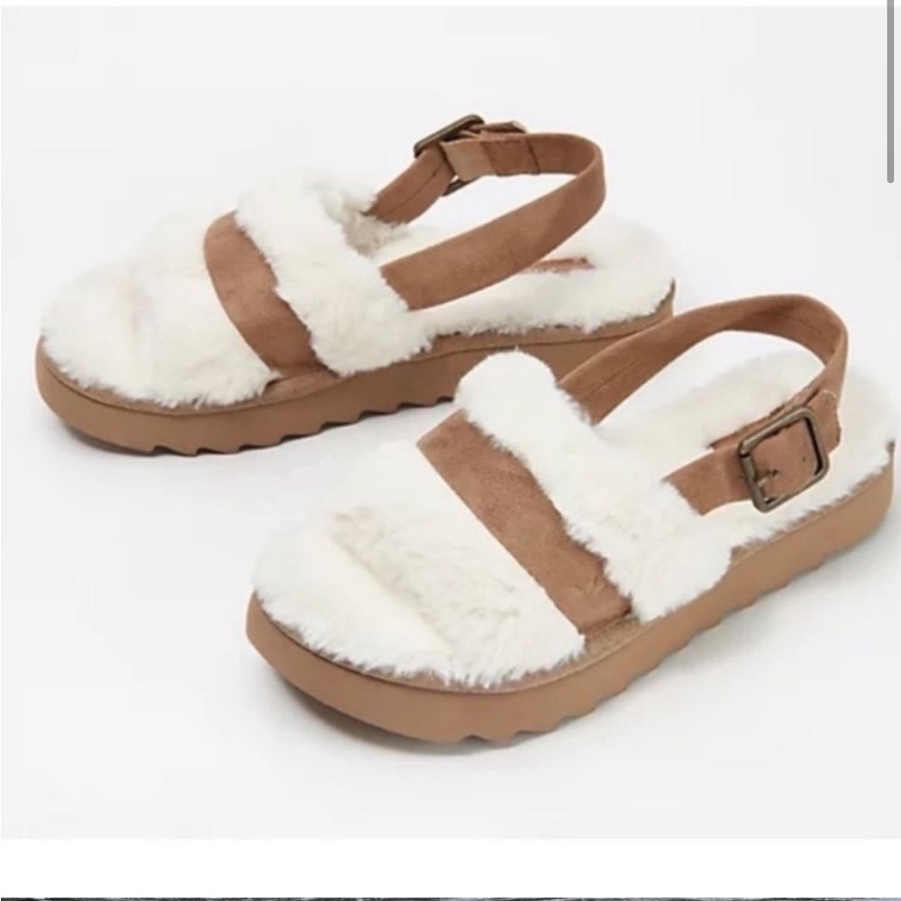 UGG Koolaburra faux fur fuzz ‘ N II fuzzed out new slip on slipper sandals 7